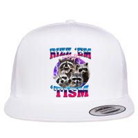 Rizz Em With The Tism Vintage Raccoon Flat Bill Trucker Hat