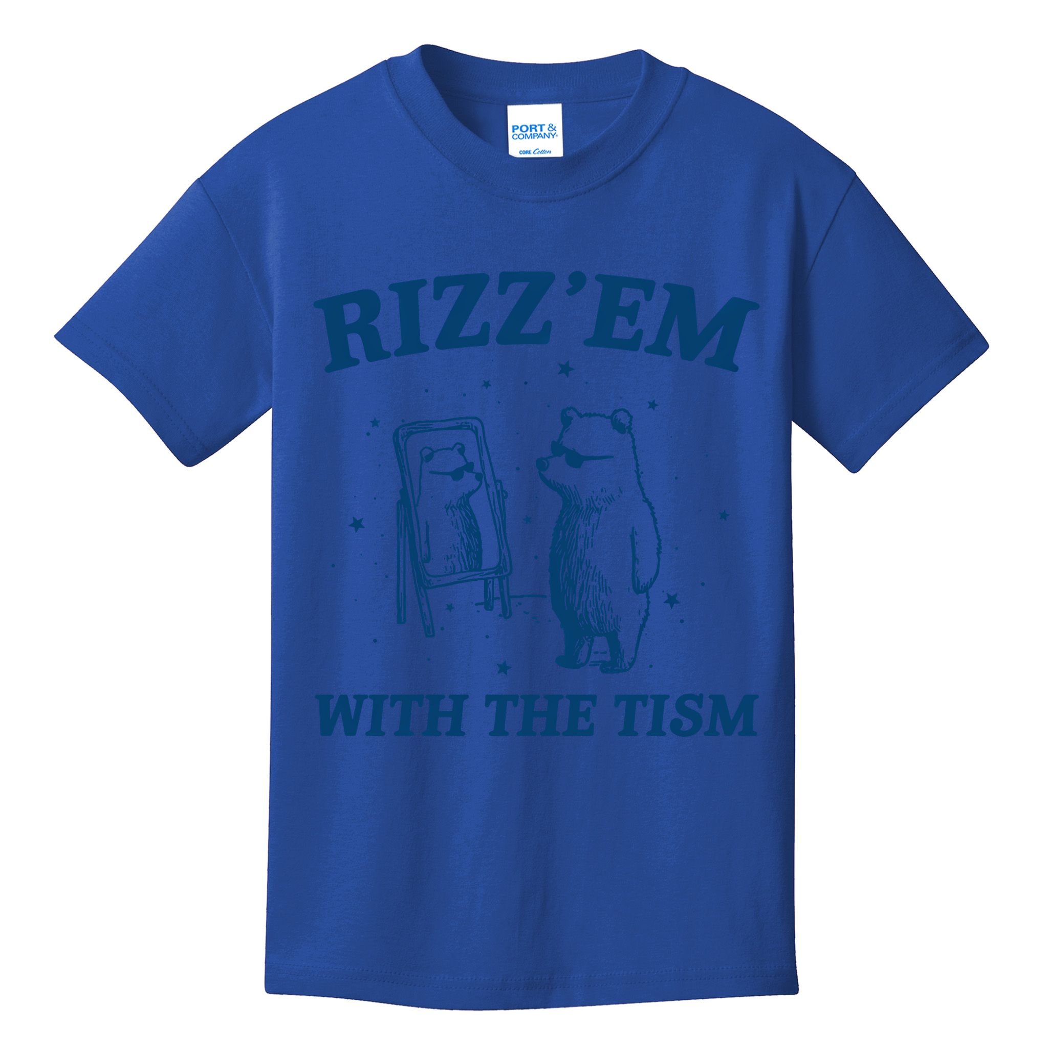 Rizz Em With The Tism Autism Bear Vintage Meme Humor Gift Kids T-Shirt
