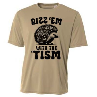 Rizz Em With The Tism Meme Autistic Hodgehog Cooling Performance Crew T-Shirt