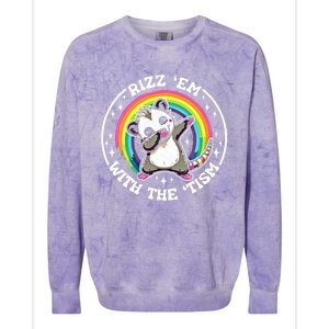 Rizz Em With The Tism Autism Funny Meme Autistic Opossum Meaningful Gift Colorblast Crewneck Sweatshirt