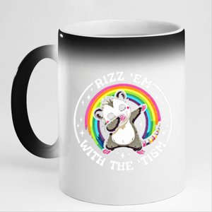 Rizz Em With The Tism Autism Funny Meme Autistic Opossum Meaningful Gift 11oz Black Color Changing Mug