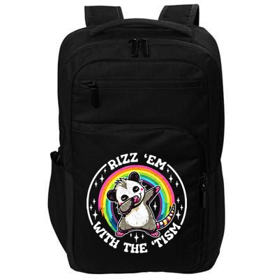 Rizz Em With The Tism Autism Funny Meme Autistic Opossum Meaningful Gift Impact Tech Backpack