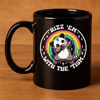 Rizz Em With The Tism Autism Funny Meme Autistic Opossum Meaningful Gift 11oz C Handle Ceramic Mug