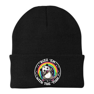 Rizz Em With The Tism Autism Funny Meme Autistic Opossum Meaningful Gift Beanie