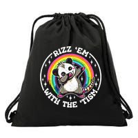 Rizz Em With The Tism Autism Funny Meme Autistic Opossum Meaningful Gift Drawstring Bag