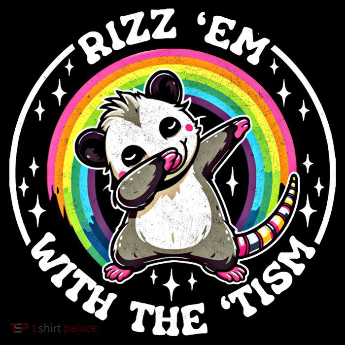 Rizz Em With The Tism Autism Funny Meme Autistic Opossum Meaningful Gift Drawstring Bag