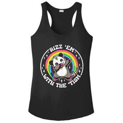 Rizz Em With The Tism Autism Funny Meme Autistic Opossum Meaningful Gift Ladies PosiCharge Competitor Racerback Tank