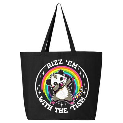 Rizz Em With The Tism Autism Funny Meme Autistic Opossum Meaningful Gift 25L Jumbo Tote