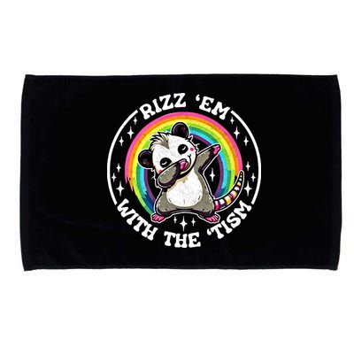 Rizz Em With The Tism Autism Funny Meme Autistic Opossum Meaningful Gift Microfiber Hand Towel