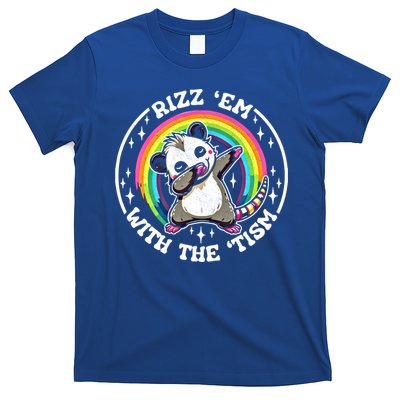 Rizz Em With The Tism Autism Funny Meme Autistic Opossum Meaningful Gift T-Shirt