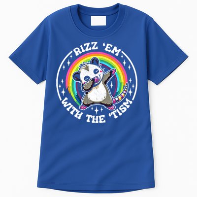 Rizz Em With The Tism Autism Funny Meme Autistic Opossum Meaningful Gift Tall T-Shirt