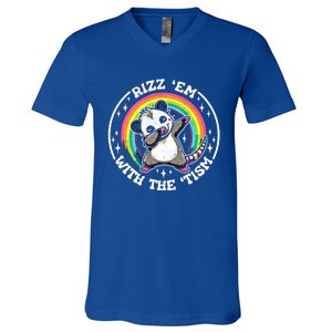 Rizz Em With The Tism Autism Funny Meme Autistic Opossum Meaningful Gift V-Neck T-Shirt