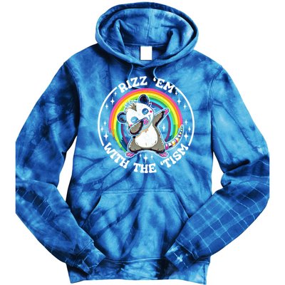 Rizz Em With The Tism Autism Funny Meme Autistic Opossum Meaningful Gift Tie Dye Hoodie
