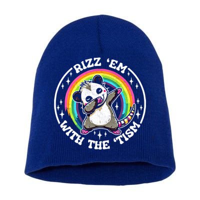 Rizz Em With The Tism Autism Funny Meme Autistic Opossum Meaningful Gift Short Acrylic Beanie