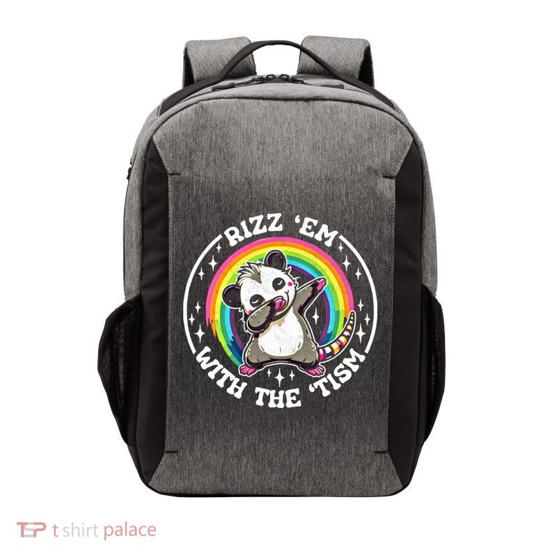 Rizz Em With The Tism Autism Funny Meme Autistic Opossum Meaningful Gift Vector Backpack