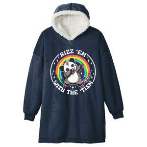 Rizz Em With The Tism Autism Funny Meme Autistic Opossum Meaningful Gift Hooded Wearable Blanket