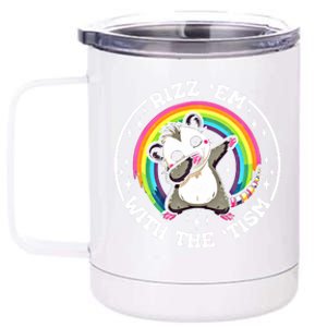 Rizz Em With The Tism Autism Funny Meme Autistic Opossum Meaningful Gift 12 oz Stainless Steel Tumbler Cup