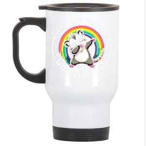 Rizz Em With The Tism Autism Funny Meme Autistic Opossum Meaningful Gift Stainless Steel Travel Mug