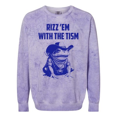 Rizz Em With The Tism Frog Colorblast Crewneck Sweatshirt