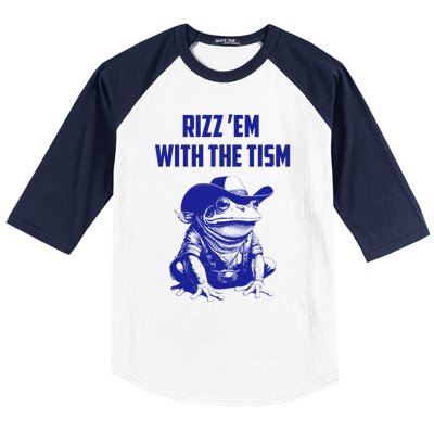 Rizz Em With The Tism Frog Baseball Sleeve Shirt