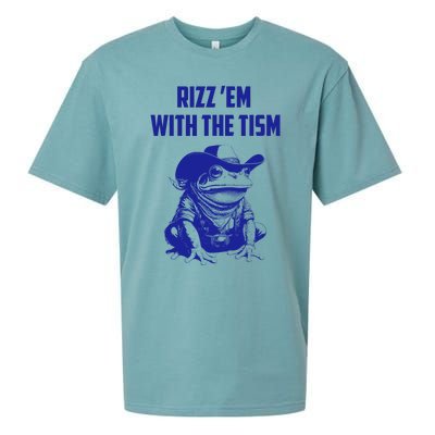 Rizz Em With The Tism Frog Sueded Cloud Jersey T-Shirt