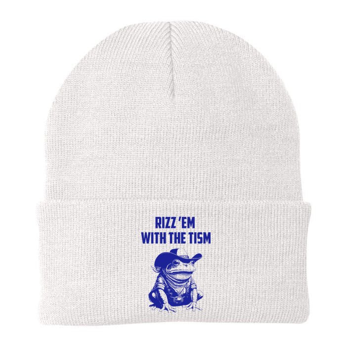 Rizz Em With The Tism Frog Knit Cap Winter Beanie