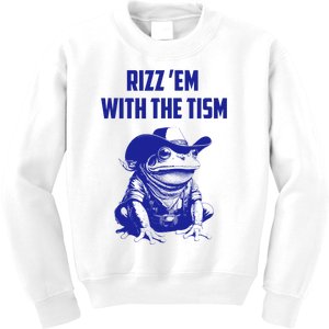 Rizz Em With The Tism Frog Kids Sweatshirt