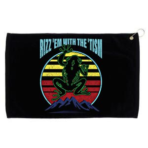 Rizz Em With The Tism Autism Funny Tism Rizz Autistic Frog Gift Grommeted Golf Towel