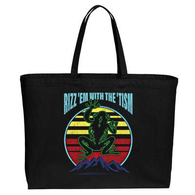 Rizz Em With The Tism Autism Funny Tism Rizz Autistic Frog Gift Cotton Canvas Jumbo Tote