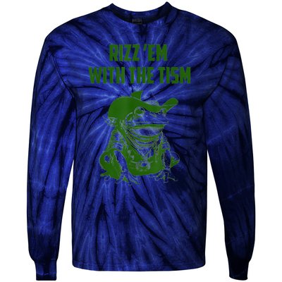 Rizz Em With The Tism Frog Tie-Dye Long Sleeve Shirt