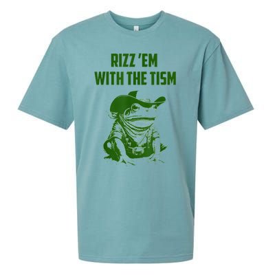 Rizz Em With The Tism Frog Sueded Cloud Jersey T-Shirt