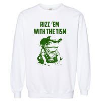 Rizz Em With The Tism Frog Garment-Dyed Sweatshirt