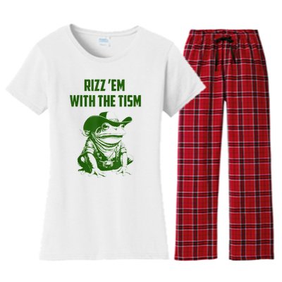 Rizz Em With The Tism Frog Women's Flannel Pajama Set