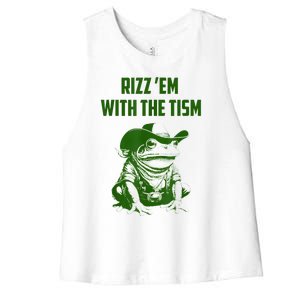 Rizz Em With The Tism Frog Women's Racerback Cropped Tank