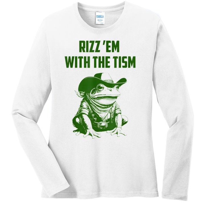 Rizz Em With The Tism Frog Ladies Long Sleeve Shirt