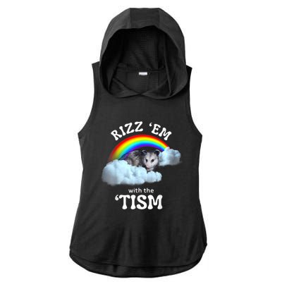 Rizz Em With The Tism Meme Autistic Opossum Autism Funny Ladies PosiCharge Tri-Blend Wicking Draft Hoodie Tank