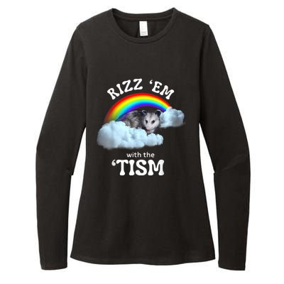 Rizz Em With The Tism Meme Autistic Opossum Autism Funny Womens CVC Long Sleeve Shirt