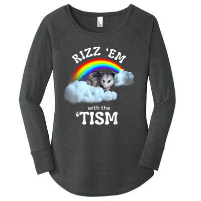 Rizz Em With The Tism Meme Autistic Opossum Autism Funny Women's Perfect Tri Tunic Long Sleeve Shirt