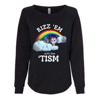 Rizz Em With The Tism Meme Autistic Opossum Autism Funny Womens California Wash Sweatshirt