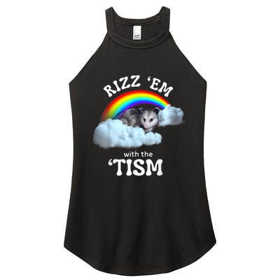 Rizz Em With The Tism Meme Autistic Opossum Autism Funny Women's Perfect Tri Rocker Tank