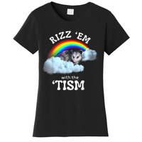 Rizz Em With The Tism Meme Autistic Opossum Autism Funny Women's T-Shirt