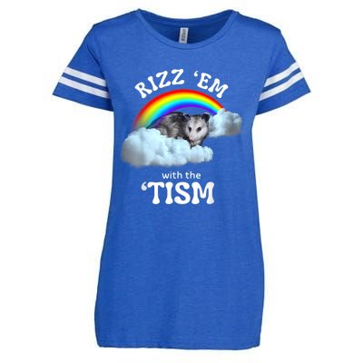 Rizz Em With The Tism Meme Autistic Opossum Autism Funny Enza Ladies Jersey Football T-Shirt