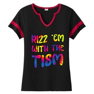 Rizz Em With The Tism Funny Autism Meme Autistic Gift Ladies Halftime Notch Neck Tee