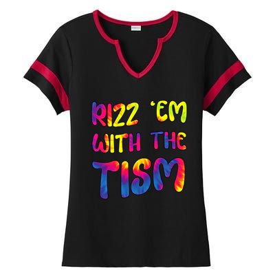 Rizz Em With The Tism Funny Autism Meme Autistic Gift Ladies Halftime Notch Neck Tee