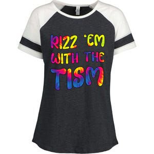 Rizz Em With The Tism Funny Autism Meme Autistic Gift Enza Ladies Jersey Colorblock Tee