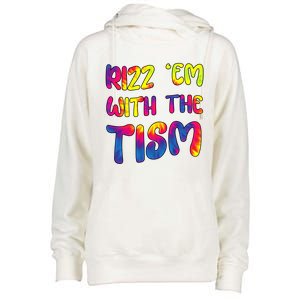 Rizz Em With The Tism Funny Autism Meme Autistic Gift Womens Funnel Neck Pullover Hood