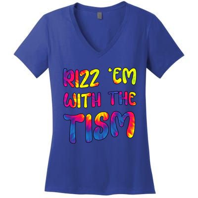 Rizz Em With The Tism Funny Autism Meme Autistic Gift Women's V-Neck T-Shirt