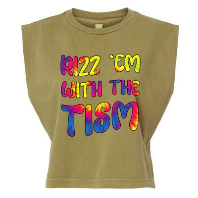 Rizz Em With The Tism Funny Autism Meme Autistic Gift Garment-Dyed Women's Muscle Tee