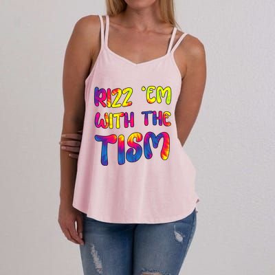 Rizz Em With The Tism Funny Autism Meme Autistic Gift Women's Strappy Tank