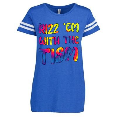 Rizz Em With The Tism Funny Autism Meme Autistic Gift Enza Ladies Jersey Football T-Shirt